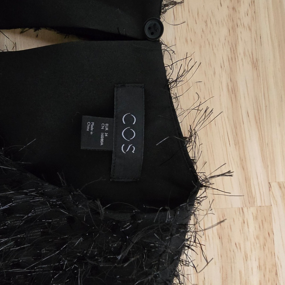 COS‎ Black Textured Eyelash Sleeveless Shift Midi Dress Womens Size EUR 34 US 4 - Picture 3 of 7